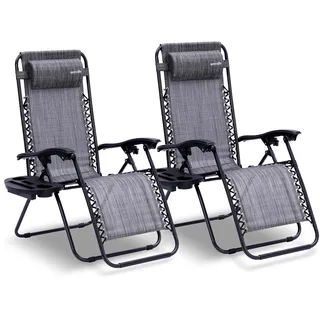 SereneLife Liegestuhl Klappbar 2er Set Grau