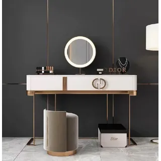 Schminktisch Nachttisch Make-Up Tisch Konsole Schlafzimmer Kommode Konsolen Neu - Weiß, Gold