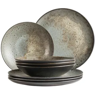 Mäser Tafelservice , Grau , Keramik , 8-teilig , lebensmittelecht , Geschirr, Geschirrsets, Tafelservice
