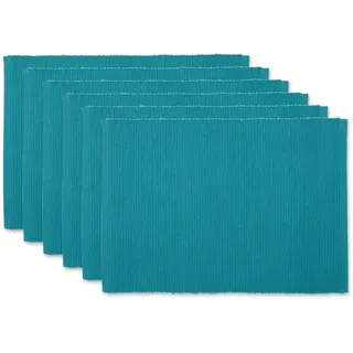 DII Basic Everyday Gerippte Tischsets, 100% Baumwolle, Set aus Platzsets, 33 x 48 cm, blau (Storm Blue), 6-teilig