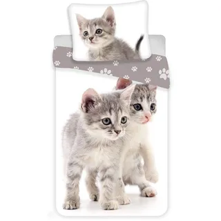 Unbekannt Kinder-Bettwäsche-Set Katze 100-% Baumwolle 140-x-200 cm