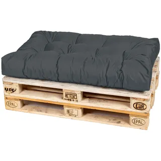 TexDeko® Garden Palettenkissen 120x80x18cm (nur Sitzkissen) Anthrazit | In- & Outdoor, wasserabweisend, UV-beständig, zusätzlicher Vliesmantel, formstabile Palettenpolster, gesteppt, Gartenmöbel