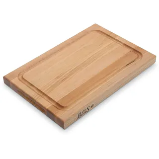 John Boos Boos Block Schneidebrett mit Saftrille XXL – 46 x 31 x 4 cm – Ahorn Holzbrett mit Griff – Großes Brett für Fleisch, Gemüse & Brot – Profi-Küchenbrett