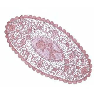 Wambere 2er Set Platzsets,Spitze Deckchen Untersetzer Tischset,Einfach Hohle Tischdecke aus Spitze,Bestickte ovale Tischdecke,Hitzebeständig und rutschfest,Ideal für Küche,Party,Hochzeit usw,Rosa