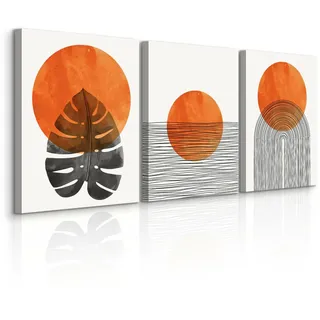 Muralo Leinwandbilder 3-es Set Geo-Muster Boho , Textil , Abstrakt, Kunstzeichnung, Baum/Pflanze/Natur , Rechteckig , 90x40 cm , Bilder & Rahmen, Bilder