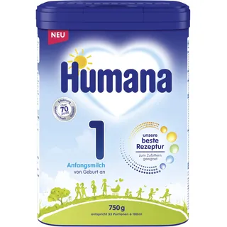 Humana 1 Anfangsmilch 750g-Packung - Babymilch von Geburt an - Säuglingsnahrung als Muttermilchersatz oder Ergänzung - Anfangsnahrung Baby