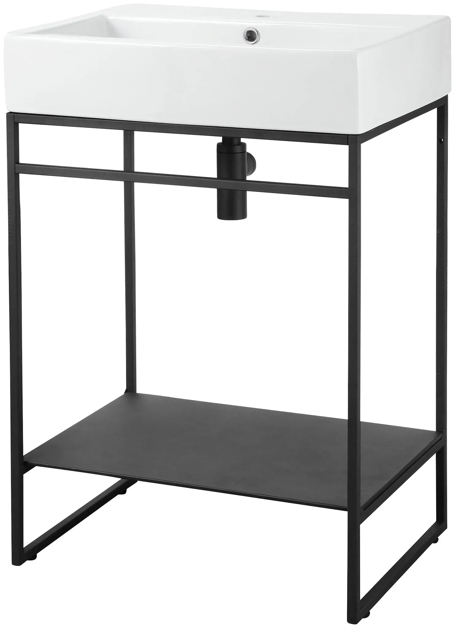 Bild von Waschtisch »Loft«, Badmöbel, schwarz, mit Keramikwaschbecken, Breite 60cm, schwarz,