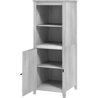 Fortuna Lai Gartenschrank Holz, Geräteschuppen wetterfest 60x60x160cm, Gerätehaus mit Tür, höhenverstellbar Ablagen, Abschließbar Geräteschrank, Gartenschuppen für Garten, Terrasse, Hinterhof, Hellgrau - Hellgrau