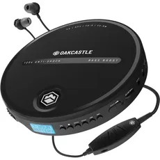 Persönlicher CD-Spieler | Tragbarer Walkman mit In-Line-Kopfhörern | 7 Stunden Akkulaufzeit, AUX-Kompatibilität im Auto | Bass Boost, Hold Lock und Anti-Skip-Funktion | OAKCASTLE CD10