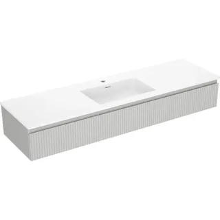 Mexen Rivel Badezimmerschrank 160 cm mit Waschbecken Otis, 1 Schublade, gerillt, grau matt/weiß matt - 91A20-16023-1-BF62-W18M0? - Weiß