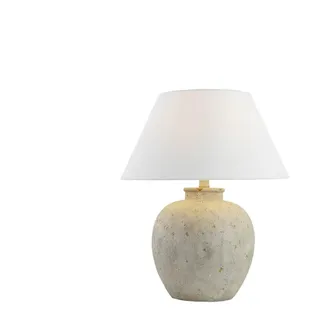 HOME DELUXE Kleine Tischlampe in Steinoptik LENE - Weiß | Tischleuchte Schreibtischlampe Nachttischlampe - Weiß