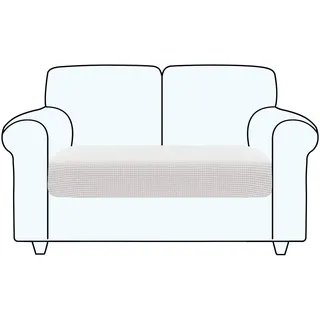 TAOCOCO Rutschfester Sofa Sitzkissenbezug, Elastische Sofakissenbezüge, Dehnbar, Waschbar, Für Sofa Sitz und Rückenkissen (2 Sitzer, Weiß)