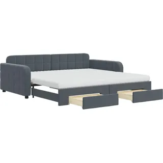 vidaXL Tagesbett Ausziehbar mit Schubladen Dunkelgrau 100x200 cm Samt - Grau