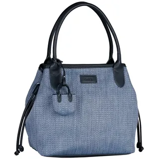 Shopper GABOR "Granada Denada", Damen, Gr. B/H/T: 42cm x 28cm x 17,5cm, blau kombiniert, Lederimitat, Colorblocking, Flechtoptik, gestreift, kontrastfarbene Details, mehrfarbig, Taschen Shopper, Damen Umhängetasche, Schultertasche mit Mini-Me Anhänger