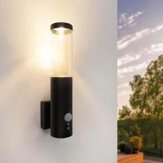 Ledvion - LED-Wandleuchte mit Sensor, GU10-Fassung, IP44 Spritzwassergeschützt, Schwarz, Außenleuchte, LED-Wandleuchte Außen