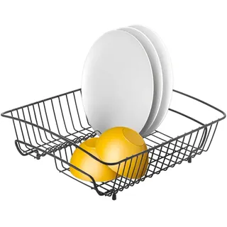 Avilia Quadratisches Abtropfgestell für Spüle – Abtropfgestell für Teller und Gläser, aus Metall, 40 x 37 x 14 cm, Schwarz