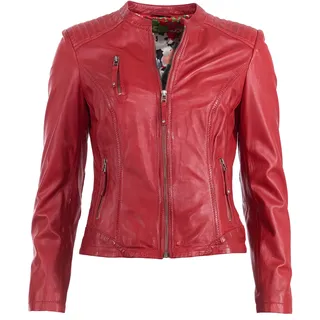 Bikerjacke JCC "Lederjacke 125302", Damen, Gr. 38, rot, Obermaterial: 100% Lammnappaleder LANA. Futter: 100% Polyester PES., Jacken Bikerjacke