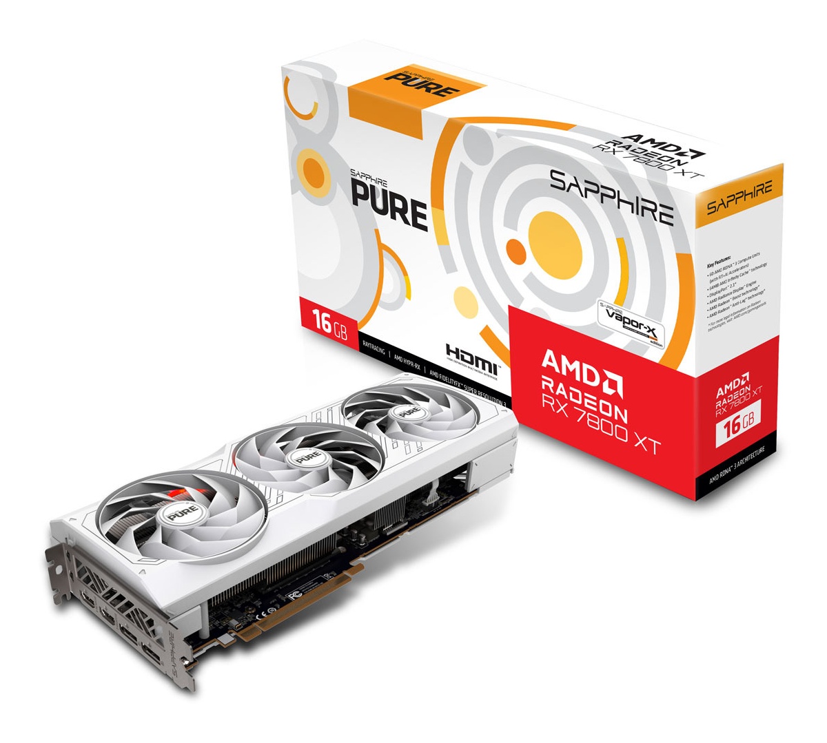 Bild von Pure Radeon RX 7800 XT, 16GB GDDR6, 2x HDMI, 2x DP, lite retail (11330-03-20G)