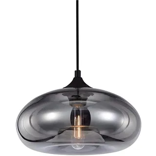 HJXDtech Einflammige Pendelleuchte mit Bunt Glas Lampenschirm, Vintage-Industriedesign, E27 Dekorative Hängelampe für Kücheninsel, Esstische, Esszimmer und Wohnzimmer (Silber)