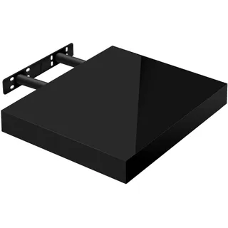 WOLTU Wandregal, Schweberegal Hochglänzend Schwarz,30x22,9x3,8cm | Wandboard mit Metallhalterung, für Küche Badezimmer Wohnzimmer Schlafzimmer, aus MDF