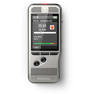 Philips PocketMemo DPM6000 Digitales Diktiergerät, Audiorecorder, Aufnahmegerät inkl. Diktiersoftware SpeechExec Basic 2-Jahres-ABO