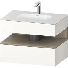 Duravit Qatego Einbauwaschtisch mit Konsolenwaschtischunterbau, 800x550x600mm, Nische Eiche Terra, QA4785035, Farbe: Weiß Supermatt/mit Nischenbeleuchtung