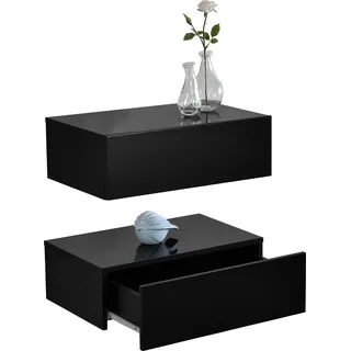 [en.casa] Oslo 2er Set 46x30x15cm Schwarz Hochglanz