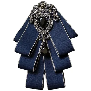 JKQBUX Brosche mit Schleifen-Anhänger und Strass-Kristallen, vorgebundene Fliege für Damen und Herren, Halskrawatte, Weihnachten, Hochzeit, Party, Zeremonie, 13.5*10.5CM, Aluminium, Kristall