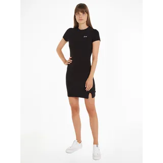 Tommy Jeans Jerseykleid »TJW SCRIPT SS BODYCON DRESS EXT«, mit Tommy Jeans Flagge, schwarz