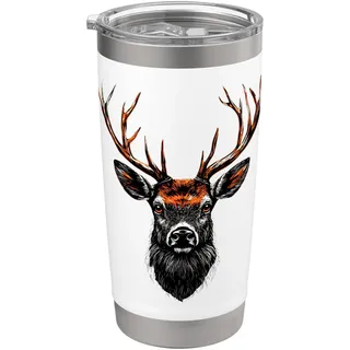 Hirsch Geweih Jagd Reh Rentier Rothirsch Hirschgeweih Jäger Doppelwandiger Edelstahl-Thermobecher