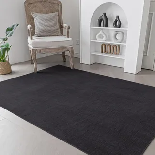 Evitany Anti-Rutsch Waschbar 120x160cm Schwarz Teppiche für Esszimmer | Kurzflor 5mm Dicke, Rechteckig, Bettvorleger, Dünner Teppich für Wohnzimmer, Kinderzimmer, Büro