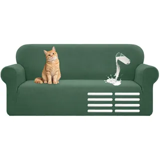 Couch Überzug L Form, Universal Sofahusse 1/2/3/4 Sitzer mit Wasserdicht & Anti-Falten, Sofa Überzug für Sofa Cover L Shape, U Shape, Universal Sofaüberzug (3 Sitzer, 180-230cm, Matchagrün)