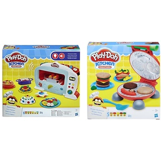 Hasbro Play-Doh - Magischer Ofen Knete, für fantasievolles und kreatives Spielen. Für Kinder ab 3 Jahren & Hasbro Burger Party, inklusive Knetpresse für Burger und 5 Dosen Knete