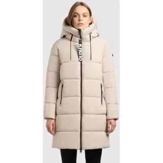 Steppmantel KHUJO "MISTHA", Damen, Gr. S (36), soft beige, Web, Obermaterial: 100% Polyester. Futter: 100% Nylon. Wattierung: 100% Polyester, unifarben, Basic ca. Mitte Oberschenkel, Mäntel Steppmantel, aus Kunstfaser, mit Kapuze und Kordelzug
