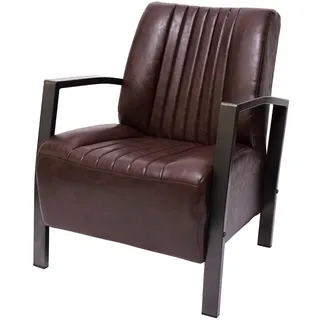 Mendler Sessel HWC-H10, Loungesessel Polstersessel Relaxsessel, Metall Industriedesign ~ vintage braun