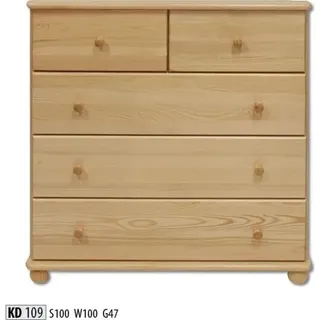 Massive Kommode Sideboard Schrank Kommoden Echtholz Schränke 100cm Anrichte Neu - Braun