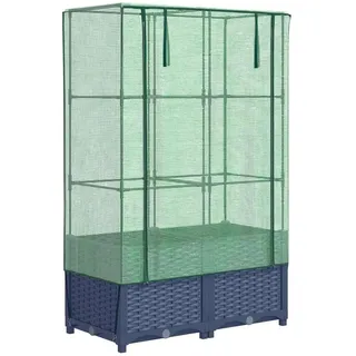 vidaXL Hochbeet mit Gewächshaus-Aufsatz 80 x 40 x 138 cm Grau