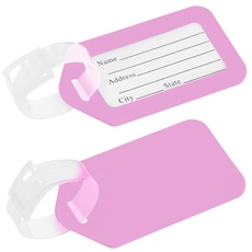 mumbi Kofferanhänger aus Kunststoff, Gepäckanhänger mit Namensschild/Adressschild im 2er Set, rosa