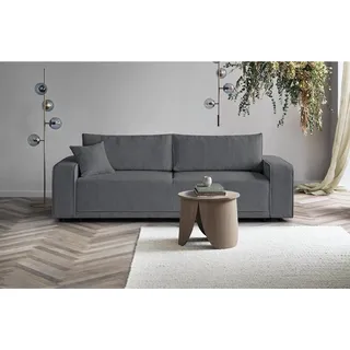 Schlafsofa Primo modernes Sofa aus Cordstoff Couch mit Schlaffunktion Bettkasten, Stoff: poso 34 - dunkelgrau - Dunkelgrau