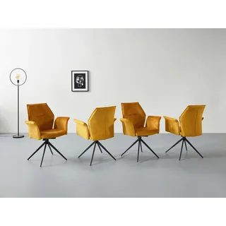 Hela Esszimmersessel SUSANNE gold (vintage schwarz Webstoff Microfaser Metall B/H/T: 65x92x64 cm - gold, schwarz