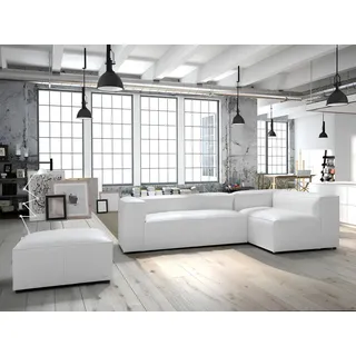 XXL Ecksofa Eckcouch 100% ITALY LEDER Sofa Couch Polster Design Garnitur Sofas - Weiß
