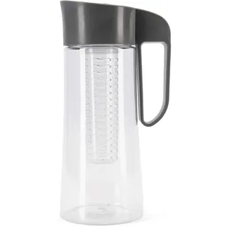 Cucina Sana Karaffe mit Fruchteinsatz 2L – Wasserkaraffe mit Deckel und Einsatz, Infused Water Pitcher aus Tritan, 100% BPA-frei – spülmaschinenfest (schwarz)
