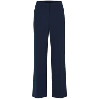 Stoffhose GOLDNER "Kurzgröße Jerseyhose mit Bügelfalten", Damen, Gr. 24, K-Gr, blau (marine), Obermaterial: 95% Polyester PES. 5% Elasthan EL., festlich, weit, Hosen Stoffhose, Luftige Qualität