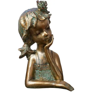 formano Büste Mädchen bronzefarben 30cm elegant Dekofigur Polyresin Patina-Effekt– stilvolle Skulptur im Antik-Look für Wohnzimmer, Regal & Sideboard – detailreich & zeitlos schön