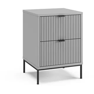 Vicco Nachttisch Eliza, Grau/Schwarz, 40 x 55.4 cm mit 2 Schubladen , Grau, Schwarz , Holzwerkstoff , Rechteckig , 40x55.4x38.1 cm , Schlafzimmer, Nachtkästchen