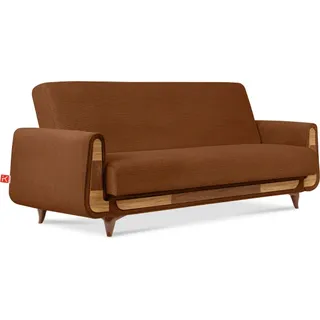 KONSIMO Schlafsofas mit Armlehnen "GUSTAVO II", Orange, Kordstoff, Modern, 230x98x98cm - Orange