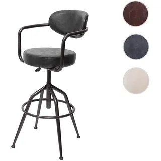 Mendler Barhocker HWC-H10f, Barstuhl Tresenhocker Drehhocker, höhenverstellbar Industrial Wildleder-Optik ~ vintage grau