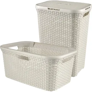 Best Wäschekorb + Wäschebox Curver Style Creme 45 l + 60 l