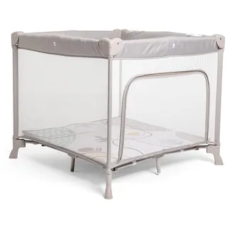 Chicco Open Box Square für Babys und Kleinkinder von der Geburt bis 15 kg, faltbar und kompakt, mit Spielmatte, Mesh-Fenstern, 4 Griffen und Reisetasche, grau