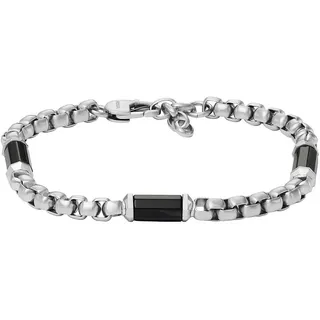 Fossil Herrenarmband Edelstahl Silber schwarz JF04604040 21 cm